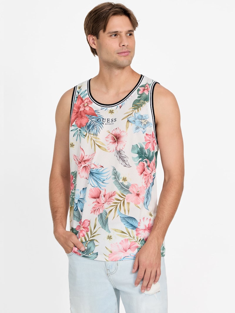 Leo Floral Mesh Tank Top | GUESS Factory