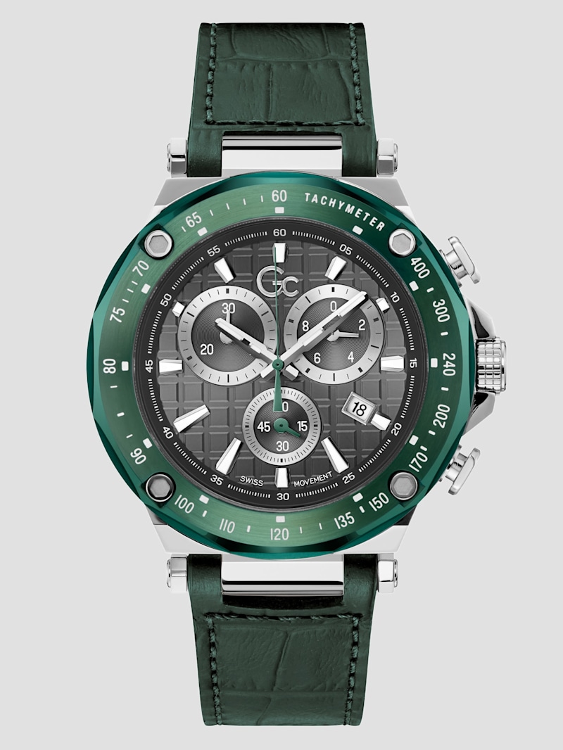 Green Leather Chronograph Watch GUESS