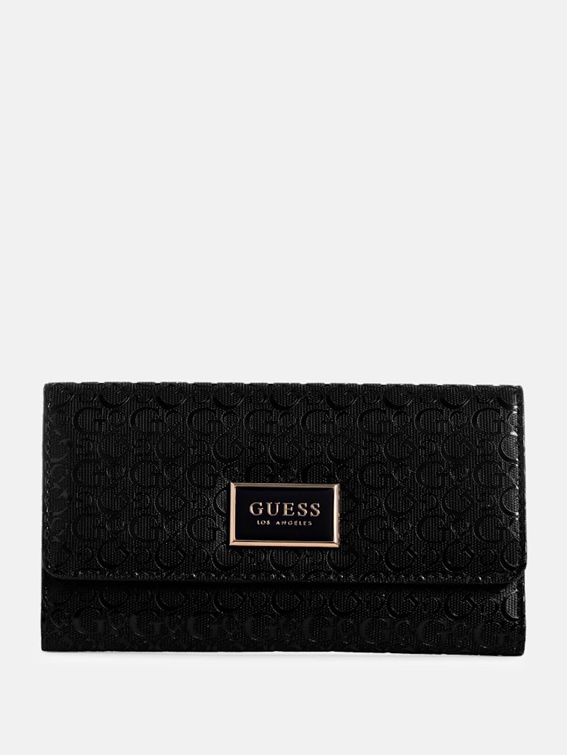 Create Your World シークレット Abree Shiny Logo Slim Clutch Wallet | GUESS Factory Ca