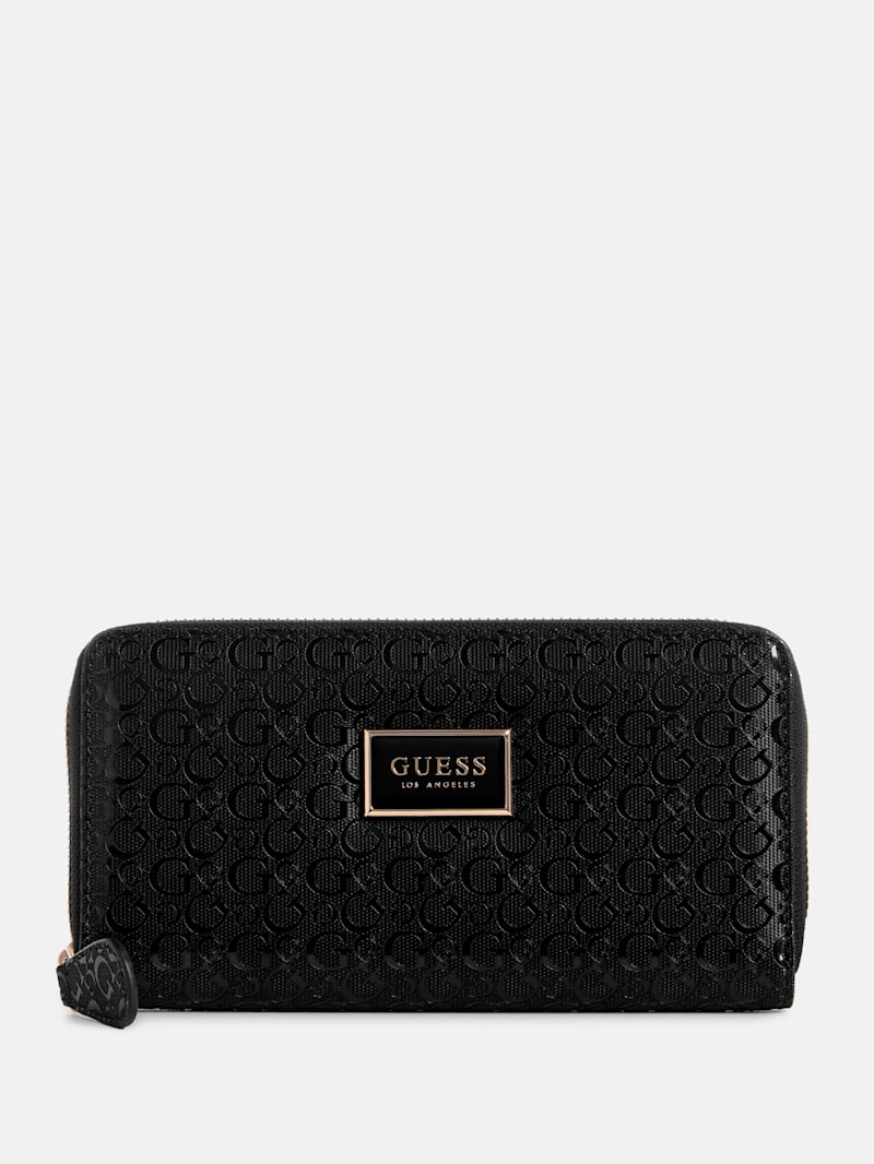 Abree Shiny Logo Medium Zip Wallet | GUESS Factory