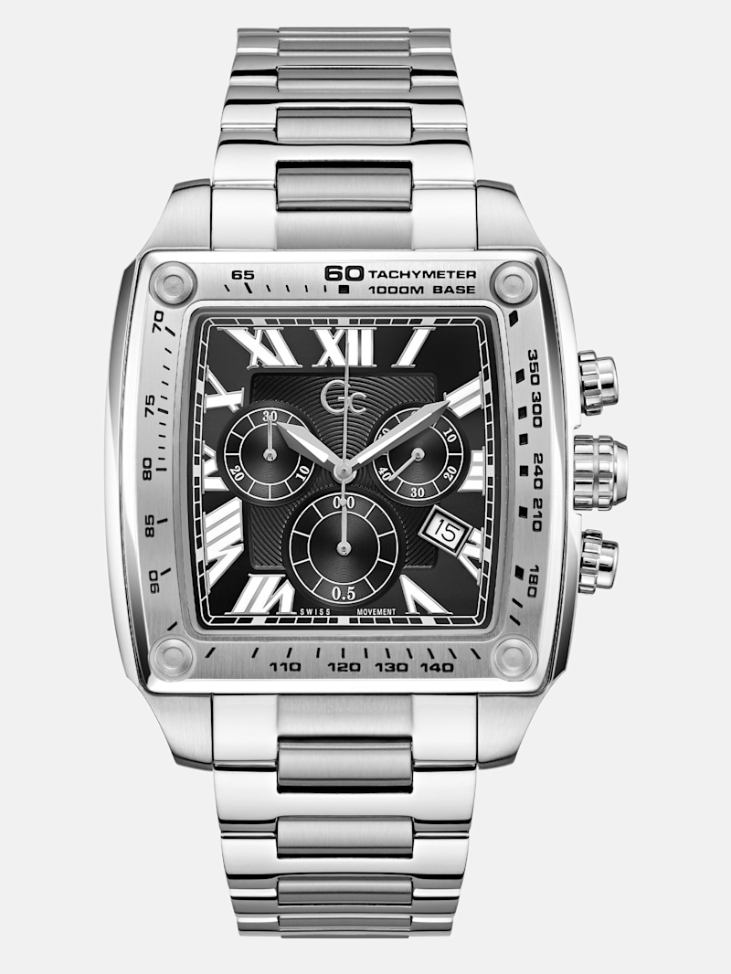 Silver-Tone Square Multifunction Watch GUESS