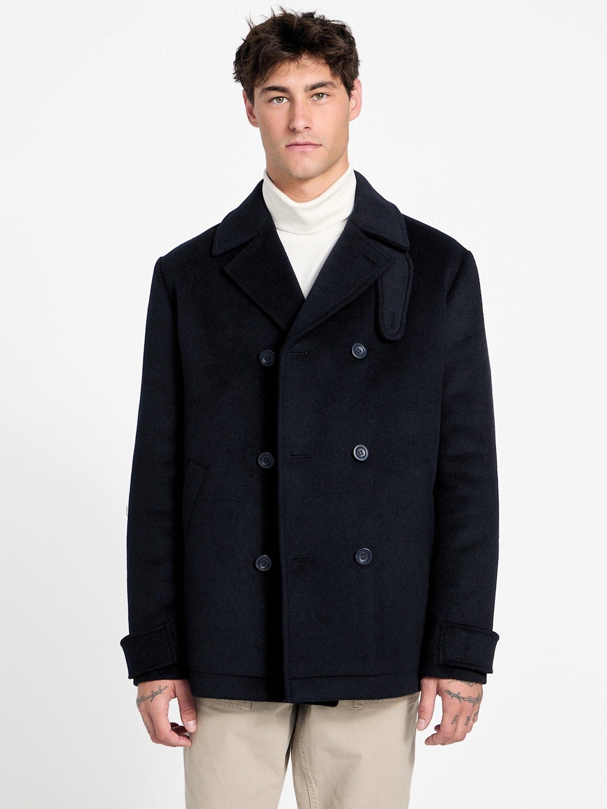 Eco Double-Breasted Wool-Blend Peacoat