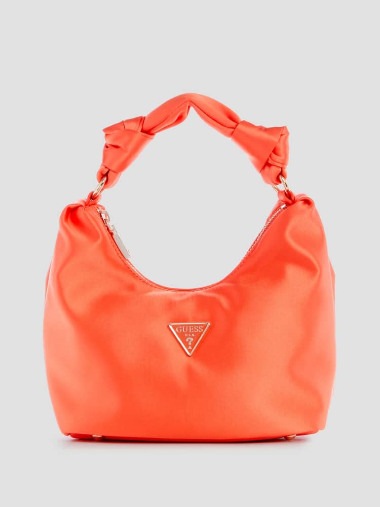 Velina Satin Hobo Bag in Orange