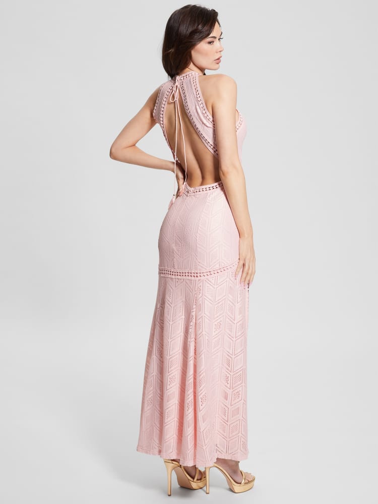 Sunset Lace Maxi Dress in Light Pink