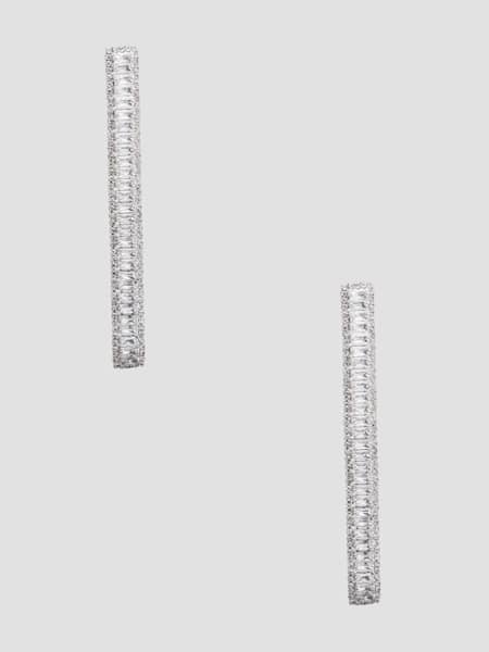 Silver-Tone Linear Baguette Earrings