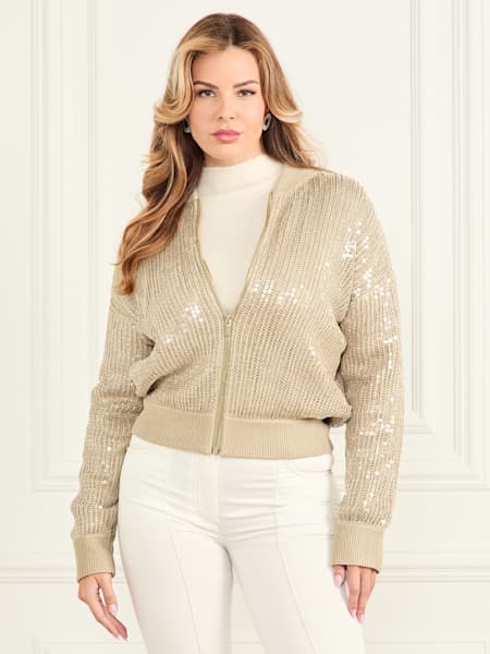 Claudia Sequins Sweater Jacket