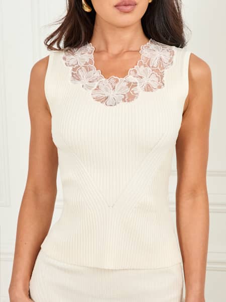 Candice Lace-Trim Sweater Top