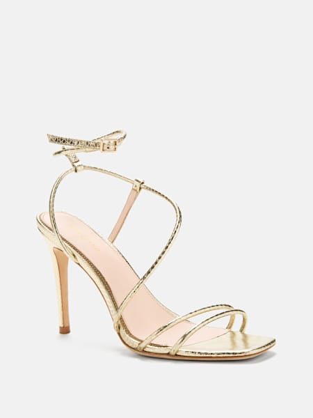 Metallic Leather Strappy Heel