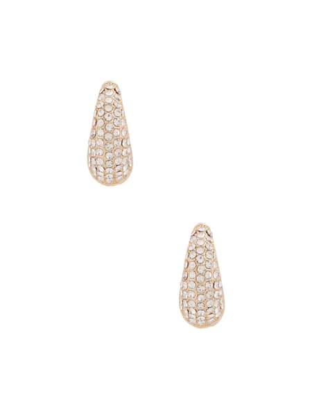Gold-Tone Stones Huggie Hoop Earrings