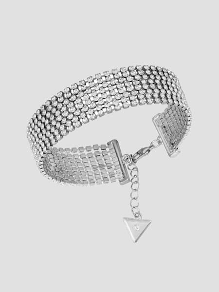 Silver-Tone Multi-Chain Rhinestone Bracelet