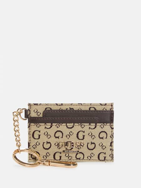 Porte-cartes à logo en jacquard Deerfield
