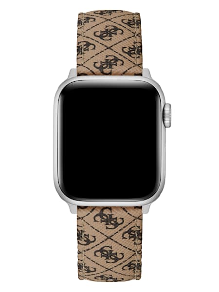 Brown Logo Leather 38-40 mm Band for Apple Watch®