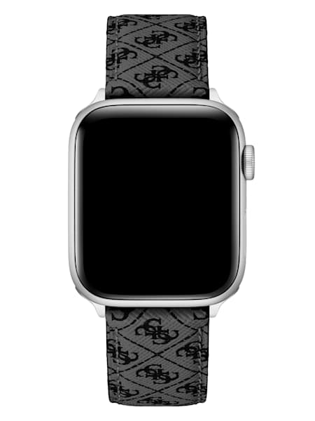 Gray Logo Leather 42-45 mm Band for Apple Watch®