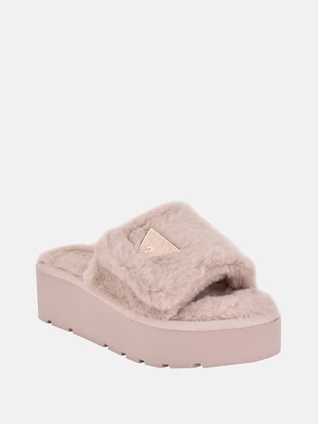 Alista Faux-Fur Platform Slide Sandals