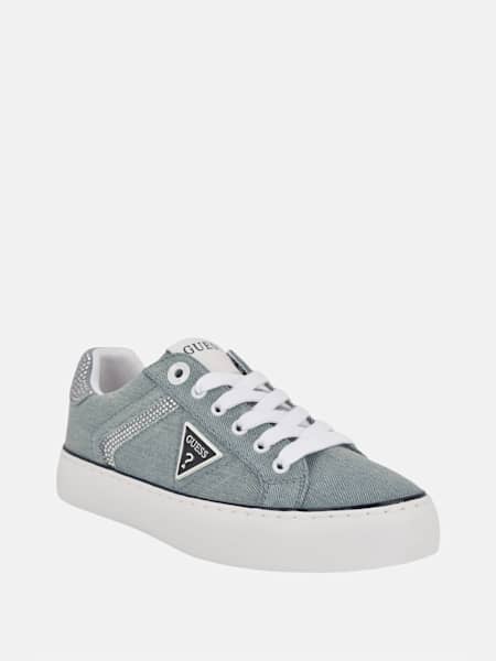 Lins Rhinestone Low-Top Denim Sneakers
