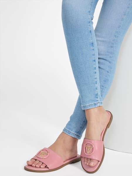 Magnify Faux-Leather Beach Slides