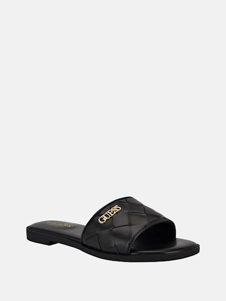 Meloria Faux-Leather Woven Slides