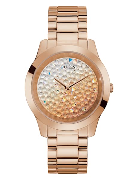 Montre analogique ton or rose à strass Ombre