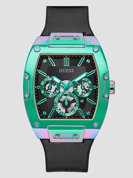Iridescent and Black Silicone Multifunction Watch
