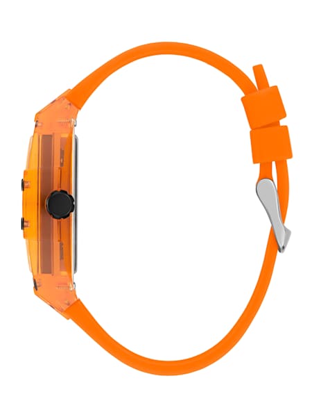 Orange Plastic and Silicone Multifunction Watch