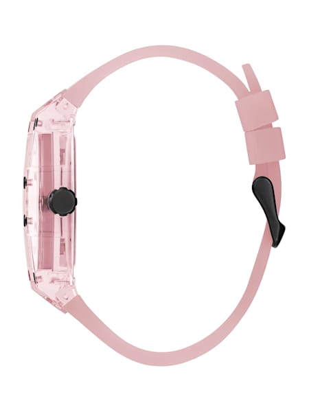 Pink Plastic and Silicone Multifunction Watch