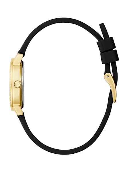 Gold-Tone and Black Silicone Analog Watch