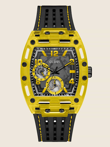 Yellow Exposed Dial Multifunction Watch
