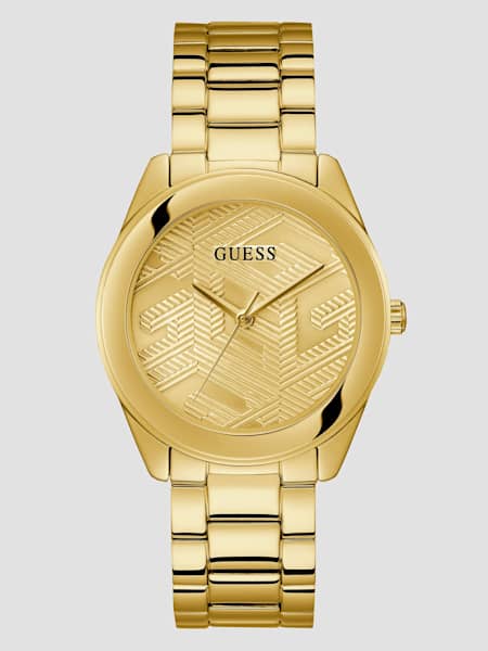 Gold-Tone G-Cube Dial Analog Watch