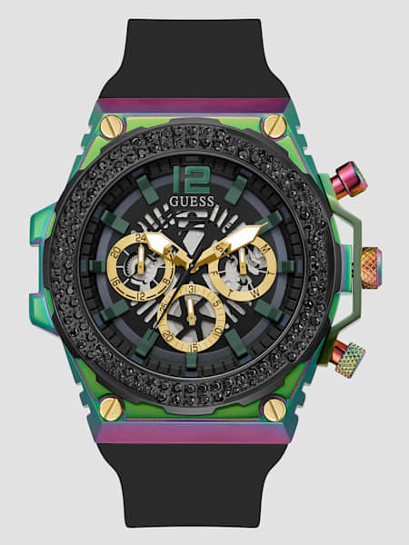 Iridescent and Black Cut-Through Multifunction Watch