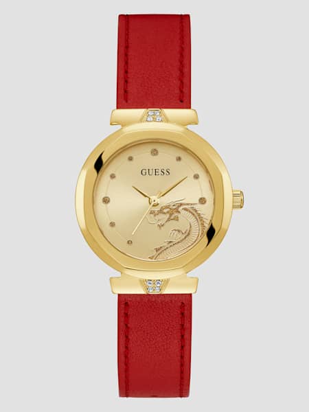 Two-Tone Leather Analog Watch