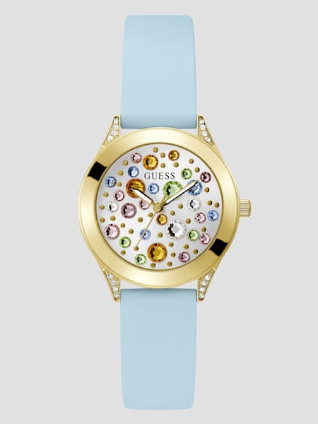 Multicolor Crystals Gold-Tone Analog Watch