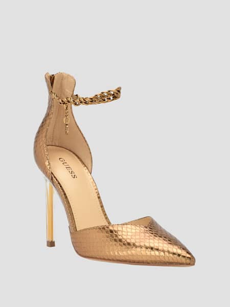 Stefany G-Chain Ankle Strap Pumps