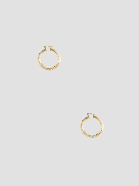Gold-Tone and CZ Twisted Hoop Earrings