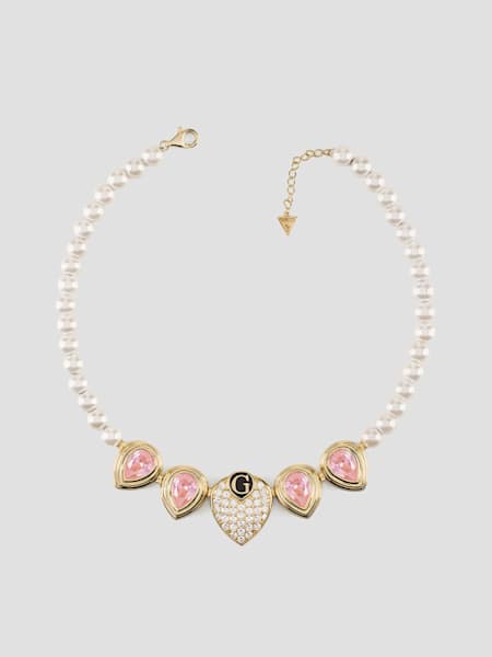 Gold-Tone and Pink Pearl Necklace