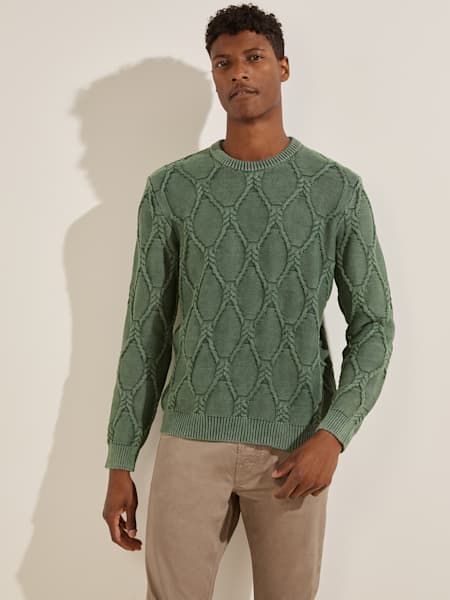 Mens Knitted Crew Neck Jumper Cardigan Sweatshirt Sizes S-XL 