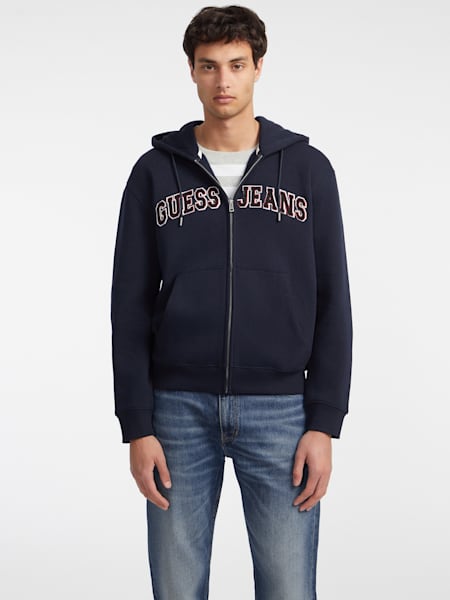 Chenille Patch Zip-Up Hoodie