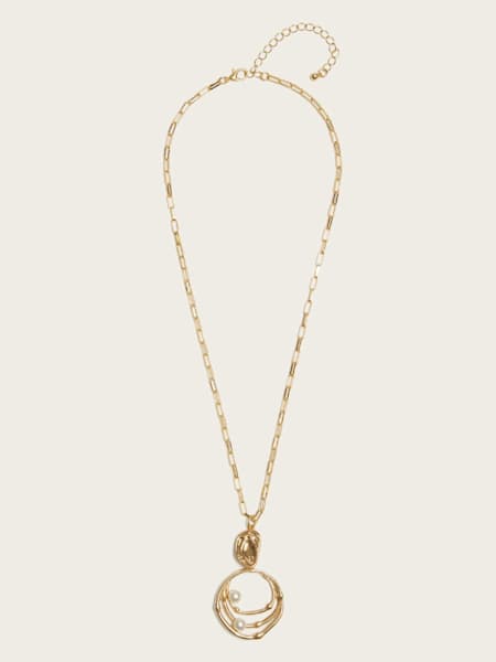 Gold-Tone Pearl Orbital Necklace