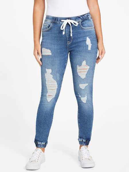 Eco Mary Destroyed Denim Joggers