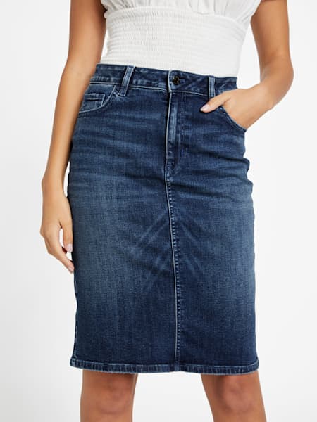 Eco Tea Midi Denim Skirt
