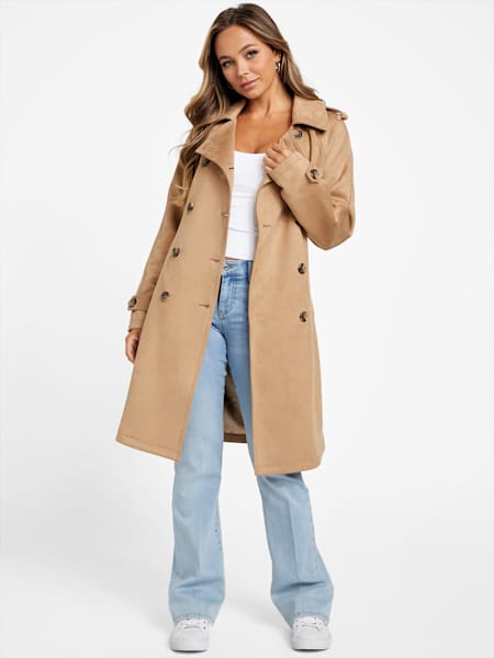 Leah Faux-Suede Trench Coat