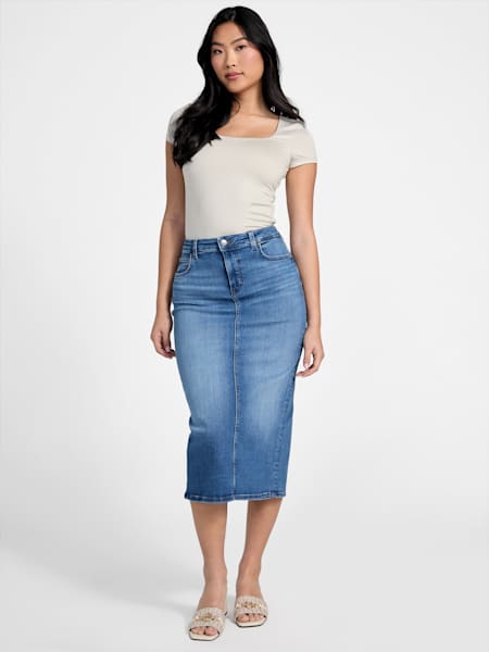 Tee Denim Midi Skirt