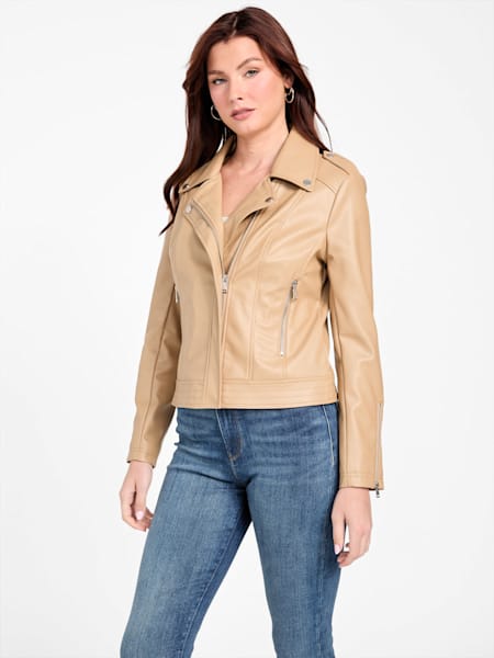Zita Faux-Leather Moto Jacket