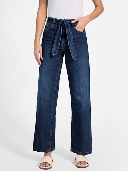 Clover Belted Wide-Leg Jeans
