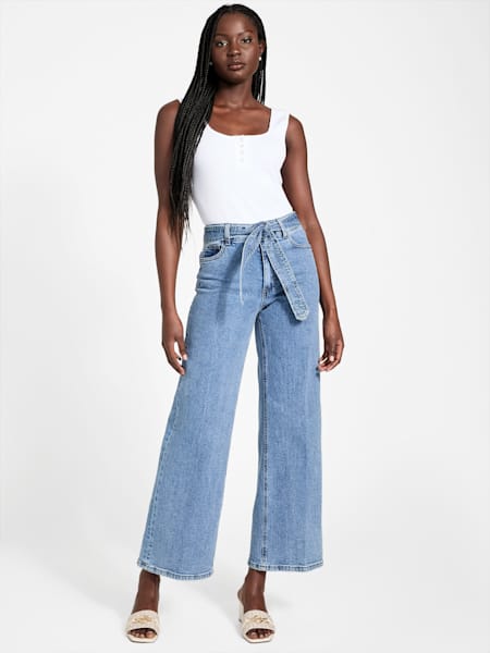 Clover Belted Wide-Leg Jeans