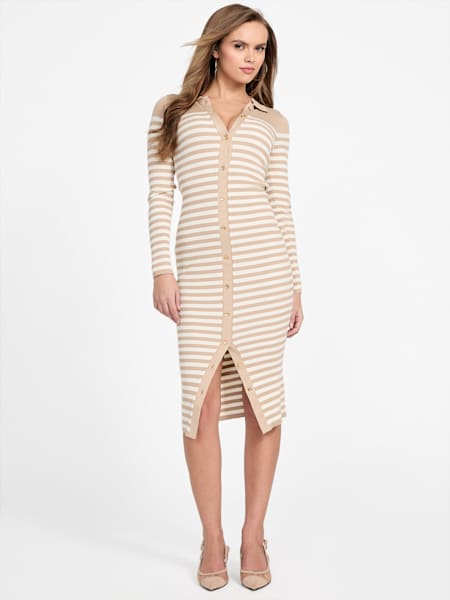Mia Striped Polo Sweater Dress