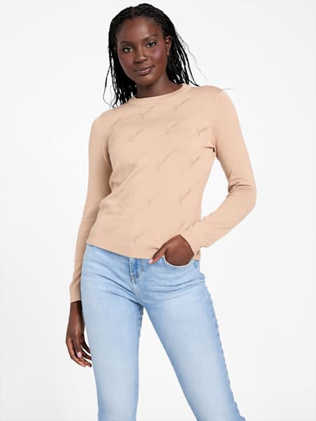 Peggy Rhinestone Logo Sweater