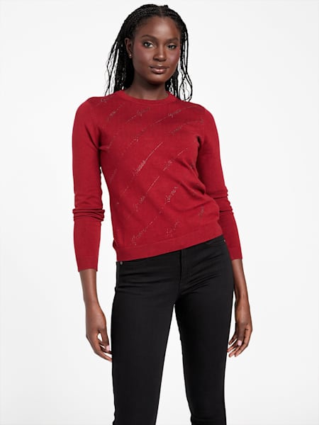 Peggy Rhinestone Logo Sweater