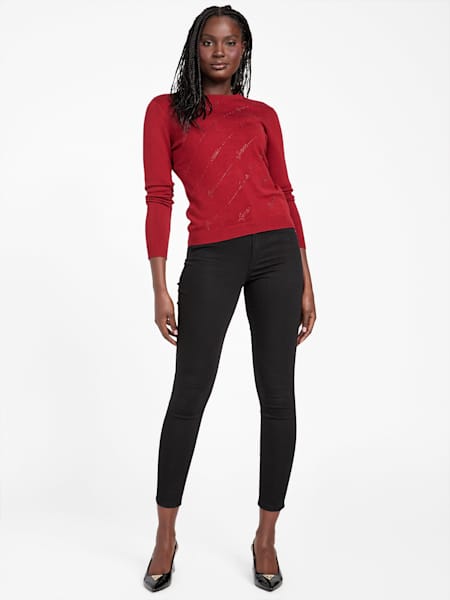 Peggy Rhinestone Logo Sweater
