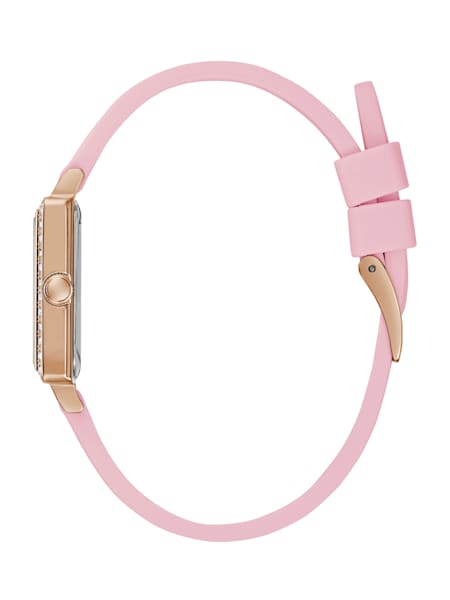 Montre analogique carrée de ton or rose et rose