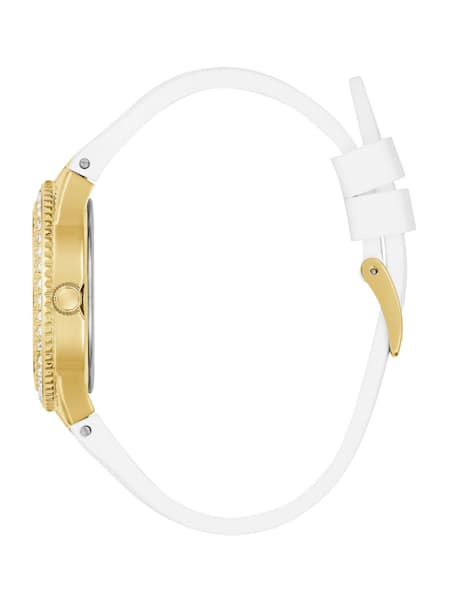 Montre analogique en silicone blanc et doré